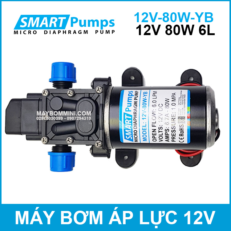 May Bom Ap Luc Mini Smarpumps 12V 80W 6L