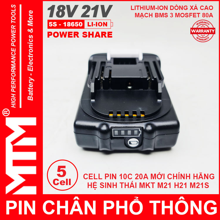 Pin Chan Pho Thong 18V 21V 5 CELL 2ah MTM Chinh Hang Pin Chan Pho Thong 18V 21V 5 CELL 2ah MTM Chinh Hang