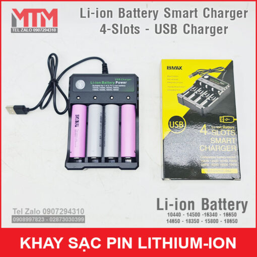 Khay Sac Pin Li Ion 4 Khe USB Tu Dong