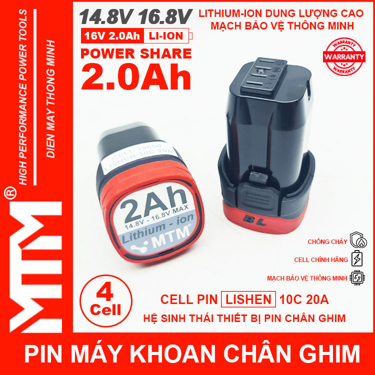 Pin May Khoan Chan Ghim 16v8 2ah 4cell Lishen MTM Pin May Khoan Chan Ghim 16v8 2ah 4cell Lishen MTM