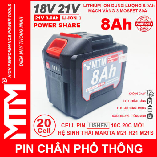 Pin makita chan pho thong 20 cell 8000mah LISHEN 80A chong soc 1