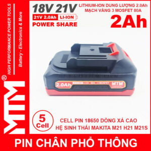 Pin Makita Chan Pho Thong 5 Cell 2000mah 80A Chong Soc Gia Re