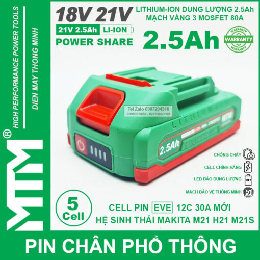 Pin makita chan pho thong 5 cell 2500mah EVE 80A chong soc