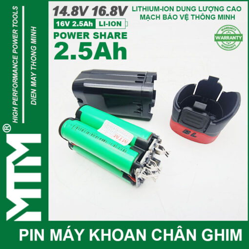 Pin may khoan chan ghim 16v8 2ah 4cell Lishen MTM chinh hang