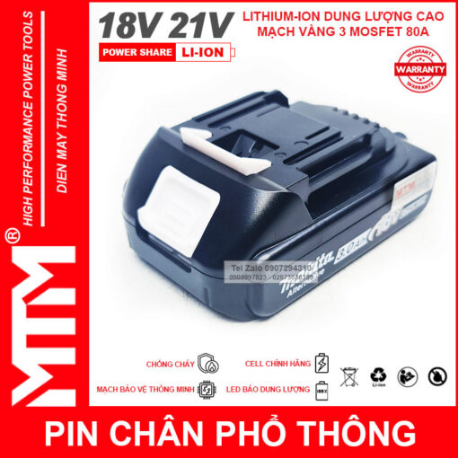 ban pin chan pho thong M21 Hukan Makita18V 21V 5 CELL cao cap 1