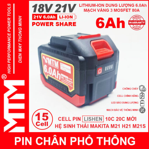 phan phoi pin makita chan pho thong 15 cell 6000mah LISHEN 80A chong soc