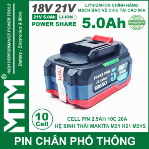 Pin Makita 10 Cell 5000mah 80A Den Bao Pin 2 Ben Cell 2500mah Moi Gia Re