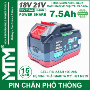 Pin Makita Chong Soc 15 Cell 7500mah 80A Den Bao Pin 2 Ben Cell 2500mah Gia Re