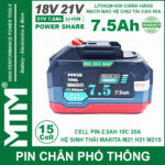 Gia Ban Pin Makita Chong Soc 15 Cell 7500mah 80A Den Bao Pin 2 Ben Cell 2500mah