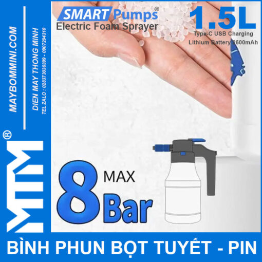 Binh phun bot tuyet dung pin chua PP