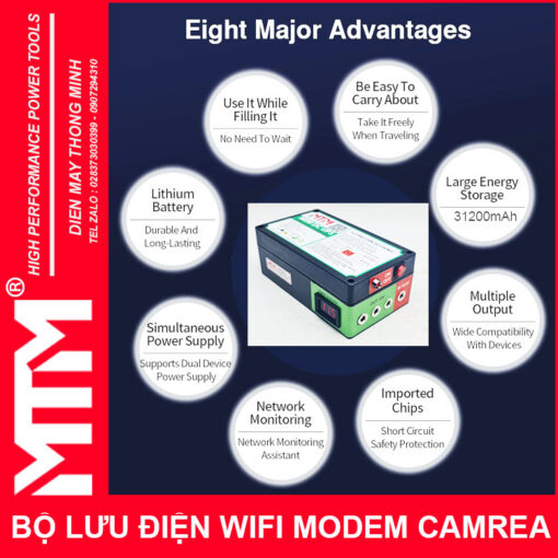 Bo nguon du phong wifi modem camera 12V 5A 31200mah led bao vont nhieu chuc nang