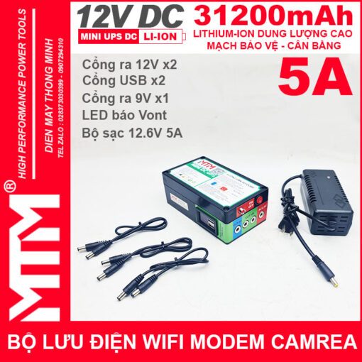 Bo nguon du phong wifi modem camera USB 9V 12V 5A 31200mah led bao vont gia re dung luong cao chinh hang