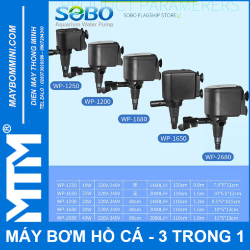 bang thong so chi tiet may bom chim oxy ho ca 220V Sobo WP 1