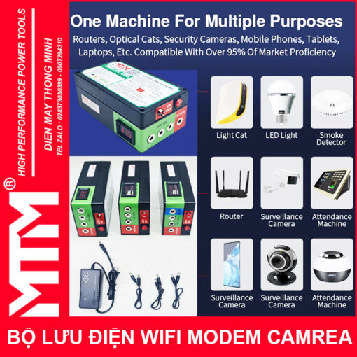 cach su dung nguon du phong wifi modem camera 12V 5A 31200mah led bao vont