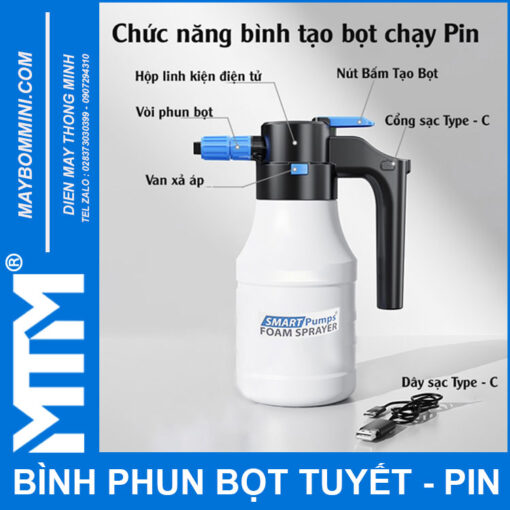 chuc nang binh phun bot tuyet dung pin