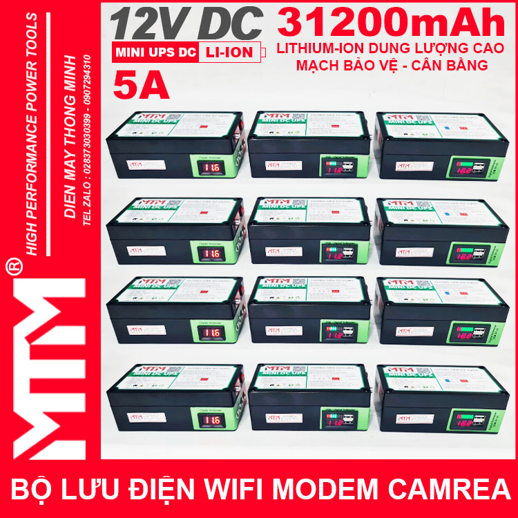 Cung Cap Luu Dien Du Phong Wifi Modem Camera 12V 5A 31200mah Led Bao Vont