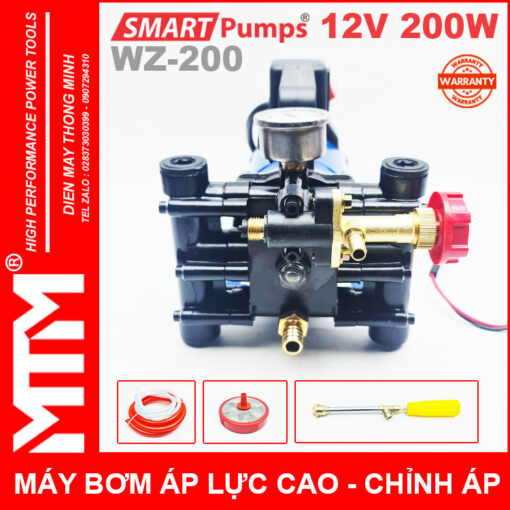 dau bom may bom ap luc cao 12V 200W 16l Smartpumps WZ 200 co chinhh ap