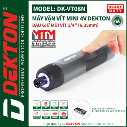 den led may chuyen vit truot mini 4V Dekton DK VT08N 7 Cap do truot Co khoan Kem nhieu mui vit