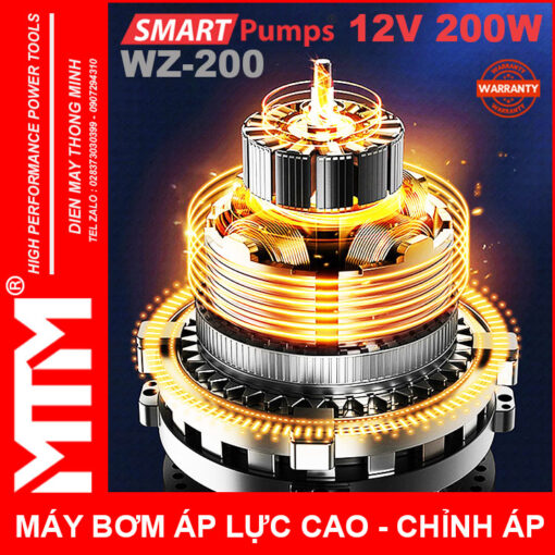 dong co may bom ap luc cao 12V 200W 16l Smartpumps WZ 200 co chinhh ap