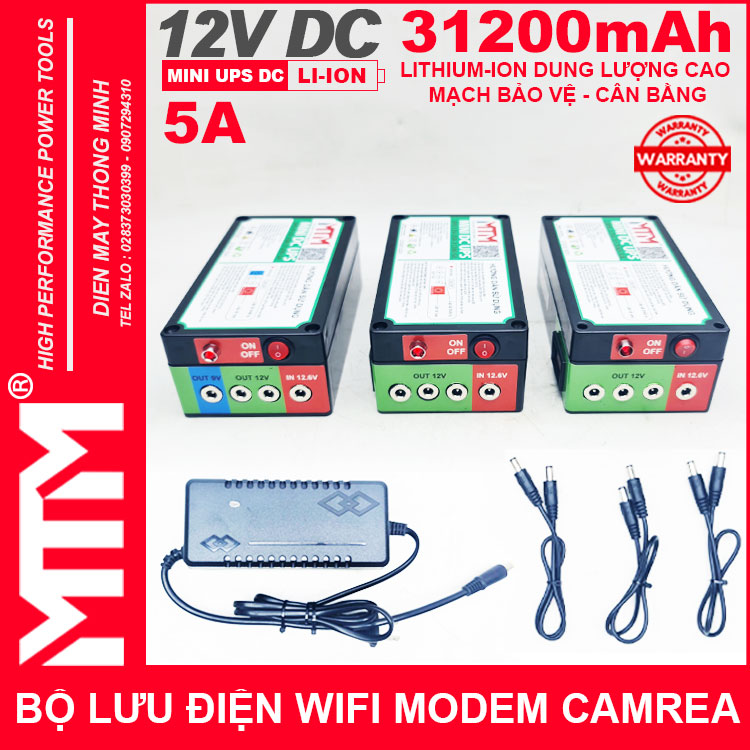 Gia Ban Bo Nguon Du Phong Wifi Modem Camera 12V 5A 31200mah Led Bao Vont