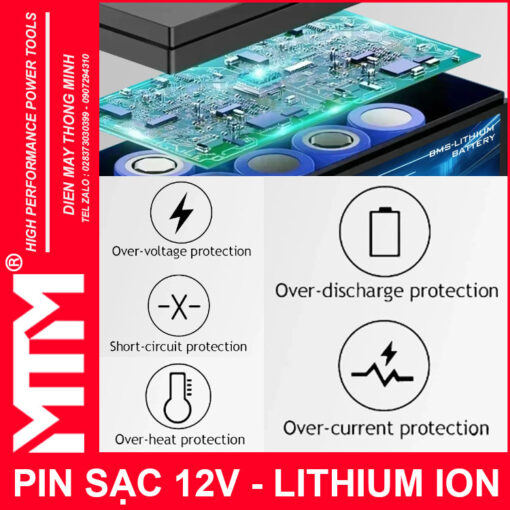 mach bao ve BMS Box pin lithium ion 12V 30Ah 30A 3S MTM