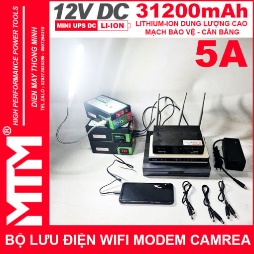 su dung nguon du phong wifi modem camera 12V 5A 31200mah led bao vont