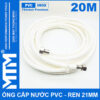 Ong day cap nuoc tuoi cay rua xe ve sinh nha cua ren inox 21mm 20met