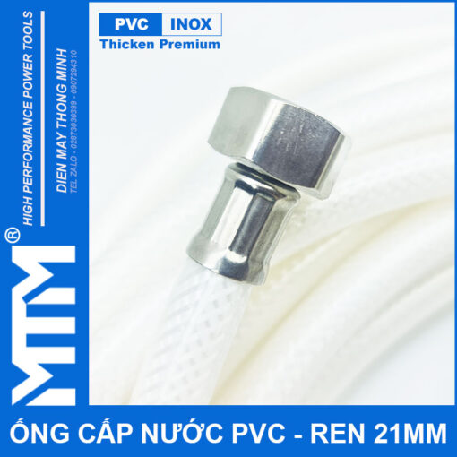 Ong day cap nuoc tuoi cay rua xe ve sinh nha cua ren inox 21mm