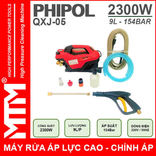 May rua xe ap luc cao 220V 2300W 9L 154Bar Phipol QXJ05 loi dong chinh ap