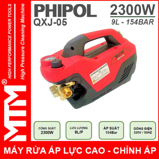 May rua xe ap luc cao 220V 2300W 9L 154Bar Phipol QXJ05 loi dong chinh ap cao cap