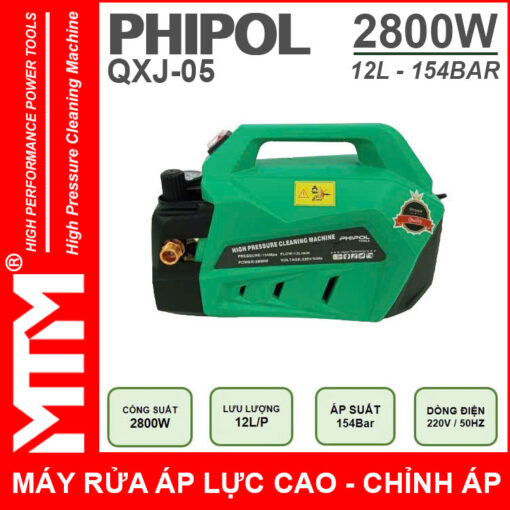 May rua xe ap luc cao 220V 2800W 12L 154Bar Phipol QXJ09 loi dong chinh ap mat hong 1