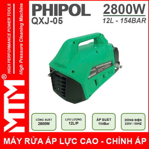 May rua xe ap luc cao 220V 2800W 12L 154Bar Phipol QXJ09 loi dong chinh ap mat sau 1