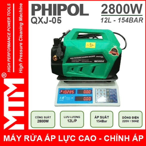 May rua xe ap luc cao 220V 2800W 12L 154Bar Phipol QXJ09 loi dong chinh ap trong luong 1