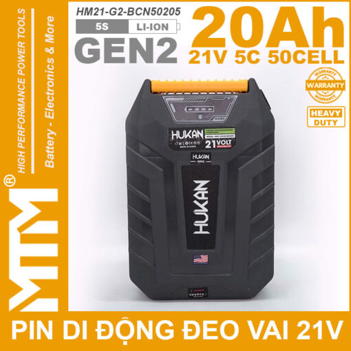 Bo pin di dong deo vai 21V 20Ah 5C 50 cell Hukan HM G2 BCN50205 Gen 2 1