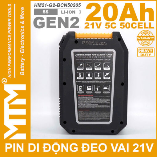 Bo pin di dong deo vai 21V 20Ah 5C 50 cell Hukan HM G2 BCN50205 Gen 2 may khoan may cat co 1