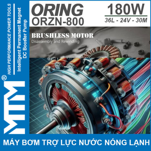 May bom tang ap tro luc nuoc nong lanh 24V 180W 36L 30M Oring ORZN 800 motor khong choi than 1