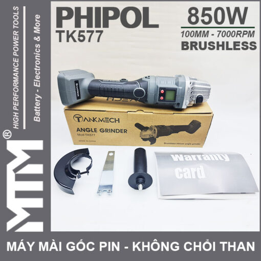 May mai goc dung pin 21V 850W 100mm 7000rpm phipol TK577 chinh hang