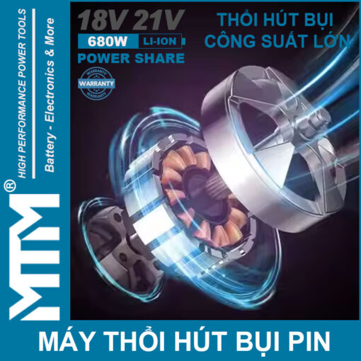 May thoi bui pin makita chan pho thong 21V 680W 13000rm MTM dong co cao cap