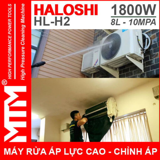 Mayxit rua ve sinh may lanh 220V 1800W 8L 10Mpa Haloshi HL H2 loi dong chinh ap