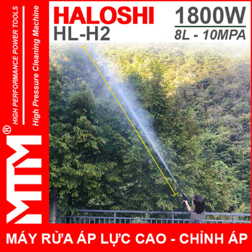 Phun xit rua xe gia dinh mini ap luc cao 220V 1800W 8L 10Mpa Haloshi HL H2 loi dong chinh ap