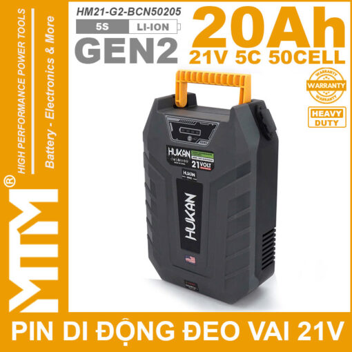 gia ban bo pin di dong deo vai 21V 20Ah 5C 50 cell Hukan HM G2 BCN50205 Gen 2 1