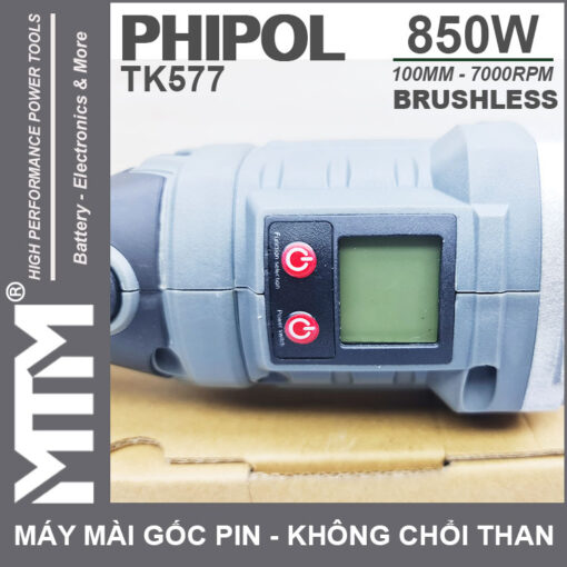 man hinh may mai goc dung pin 21V 850W 100mm 7000rpm phipol TK577