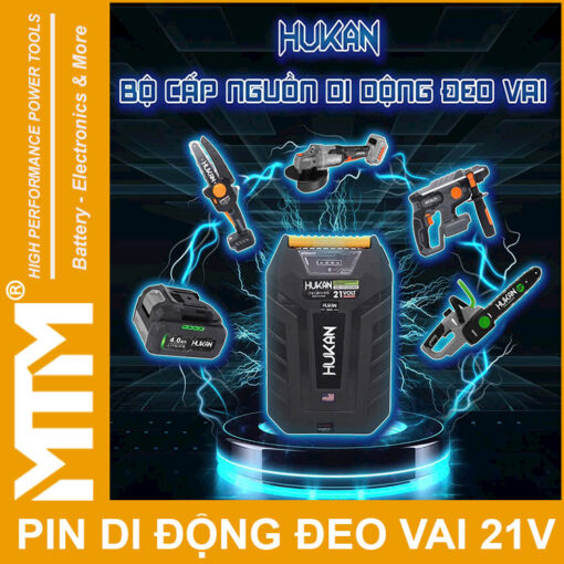 su dung pin di dong deo vai 21V 20Ah 5C 50 cell Hukan HM G2 BCN50205 Gen 2 1