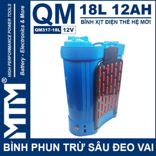 Binh phun thuoc tru sau deo vai 18L 12V 12Ah Tan Quan My QM317 18L lung deo vai