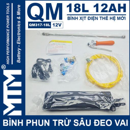 Binh phun thuoc tru sau deo vai 18L 12V 12Ah Tan Quan My QM317 18L phu kien