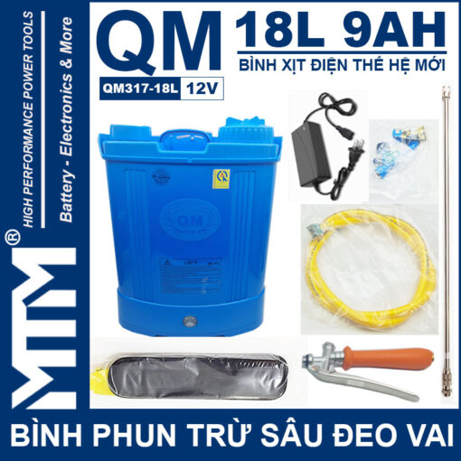 Binh phun thuoc tru sau deo vai 18L 12V 9Ah Tan Quan My QM317 18L cao cap chinh hang 1