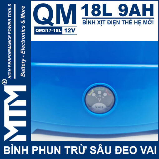 Binh phun thuoc tru sau deo vai 18L 12V 9Ah Tan Quan My QM317 18L dong ho bao