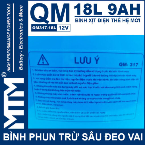 Binh phun thuoc tru sau deo vai 18L 12V 9Ah Tan Quan My QM317 18L luu y su dung