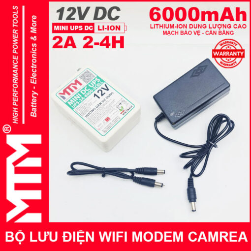 Bo nguon du phong wifi modem camera 12V 2A 6000mah UPS DC 12V chinh hang