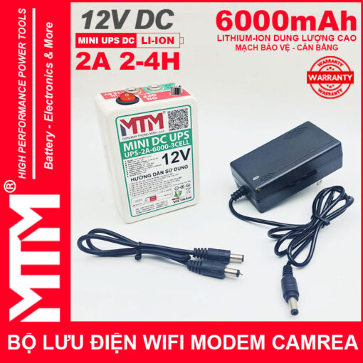 Bo nguon du phong wifi modem camera 12V 2A 6000mah UPS DC 12Vpsd